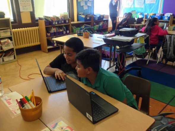 Students at computers