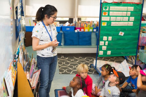 teacher with students