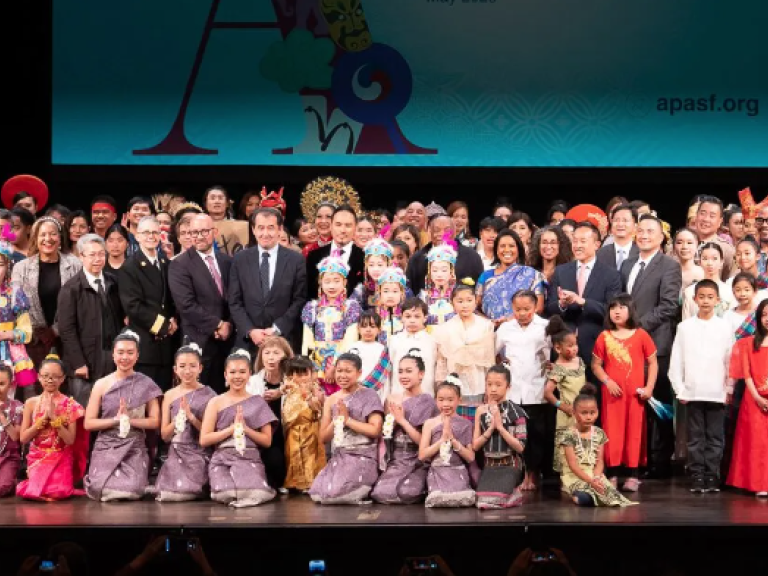 Asian American Pacific Islander celebration with chiildren and other dignitaries