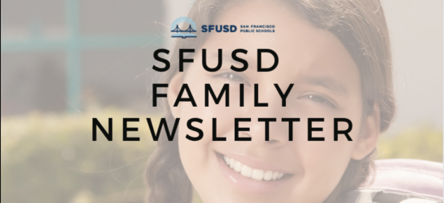 SFUSD Family Newsletter banner with background photo of girl
