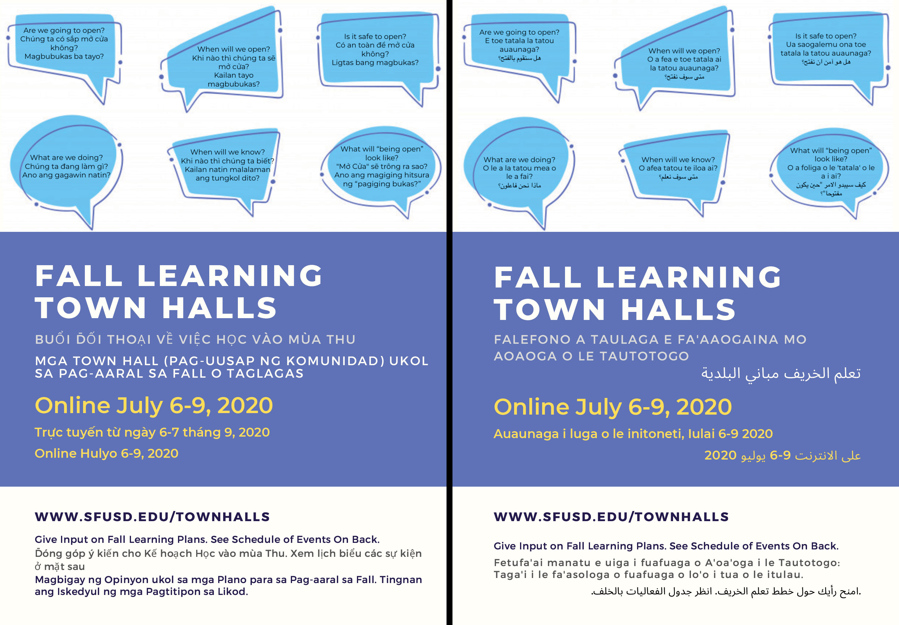 SFUSD Fall Learning Virtual Town Halls (July 79, 2020) SFUSD