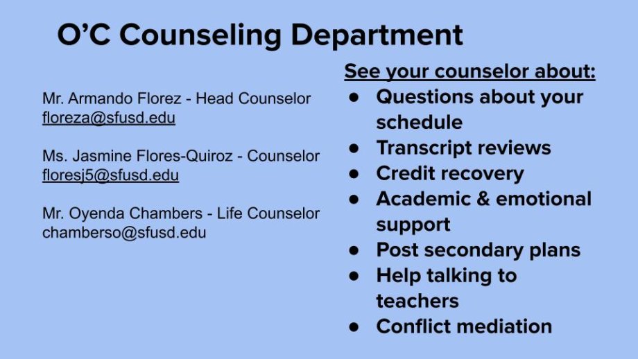 Counseling Department Information