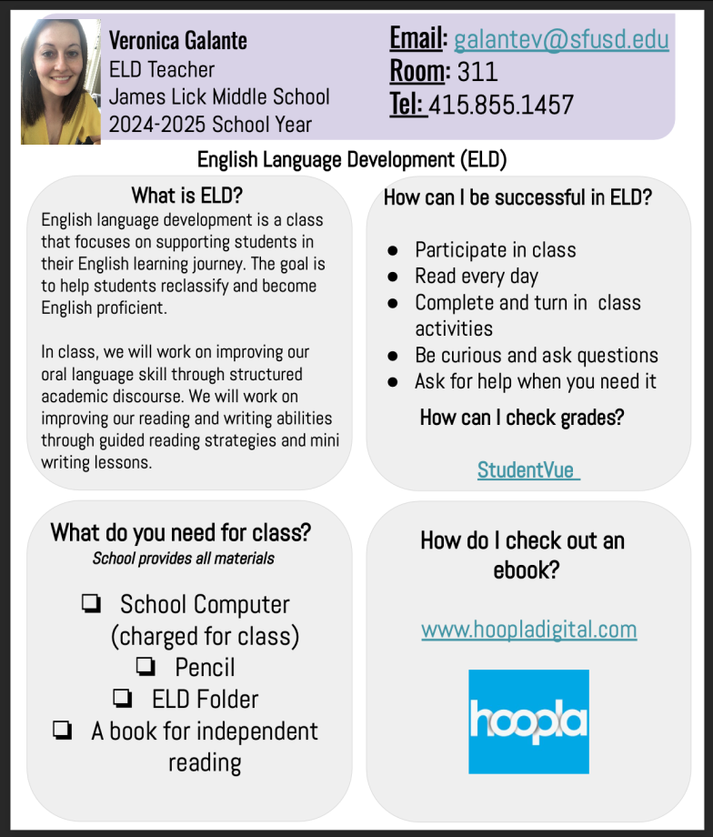 info for ELD at JLMS