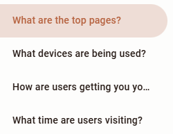 Topic sections for the report 