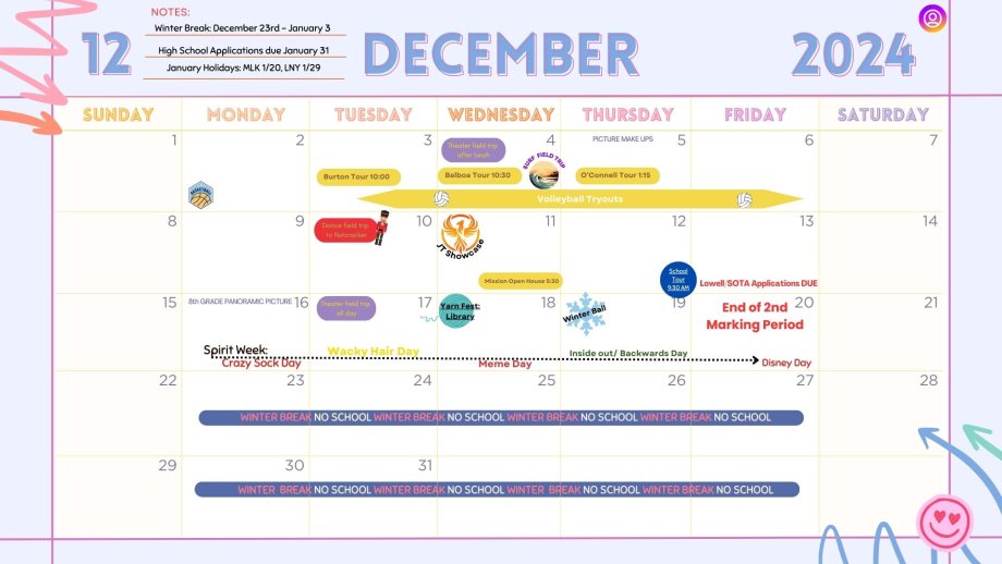 calendar of events at JLMS