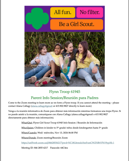 Girl scout trip at Flynn (more info: (alana.callagy@gmail.com)