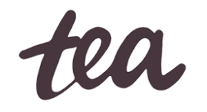 Tea Collections (clothing brand) logo, the letters t e a in cursive