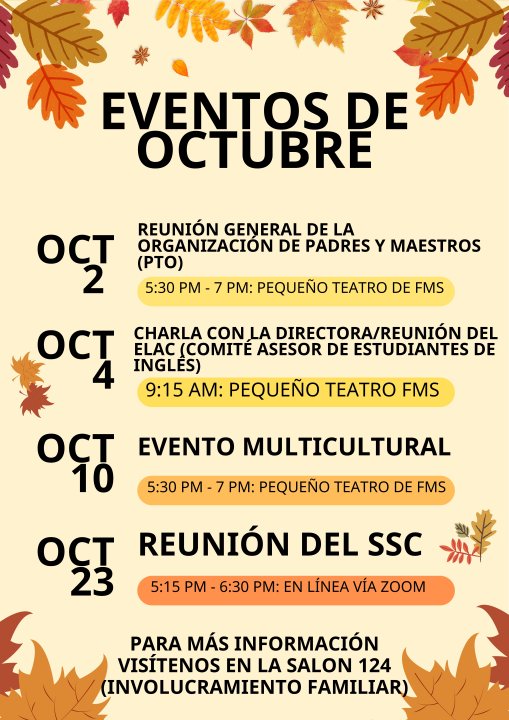 October Events - Spanish