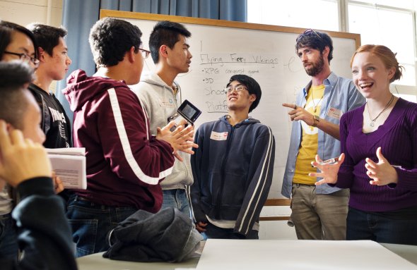 High school students in classroom