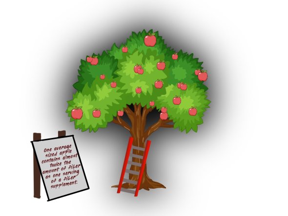 student digital art: apple tree with facts