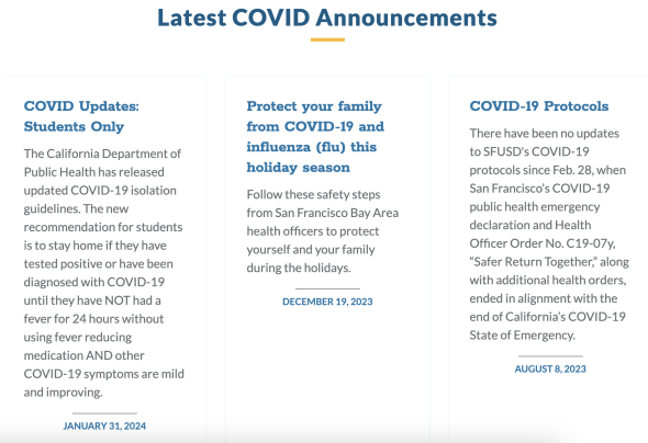 text at covid updates page