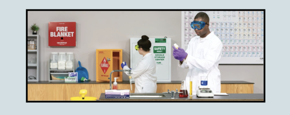 Two students in a laboratory