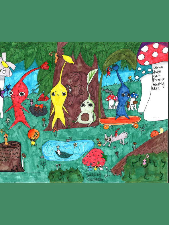 student Artwork: fruit forest creatures