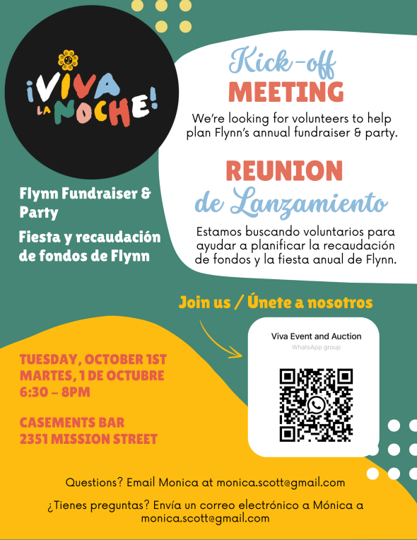 Flyer- fundraiser planning meeting Oct 1st, 6:30-8pm at Casements Bar (email: monica.scott@gmail.com)