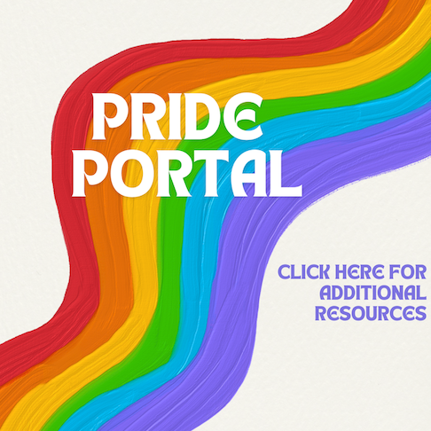 Pride Portal written across a rainbow. 