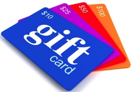Gift cards of various denominations 