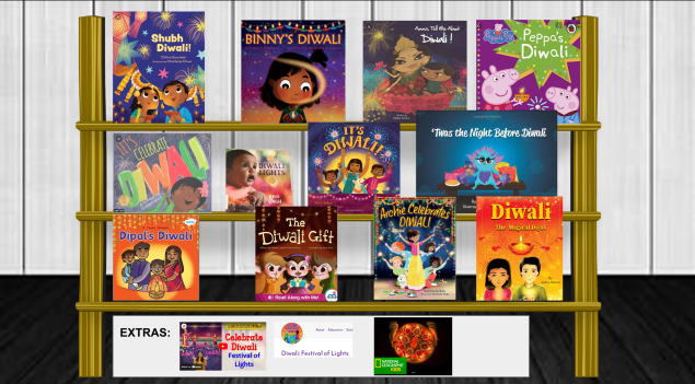 Diwali Bookshelf with read alouds