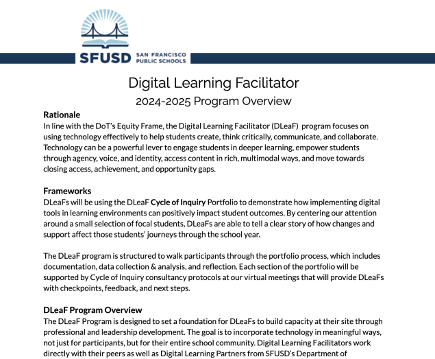 Digital Learning Facilitator 2024-2025 Program Overview