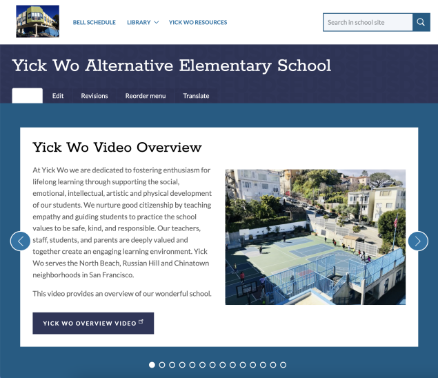 Screenshot of the Yick Wo website homepage