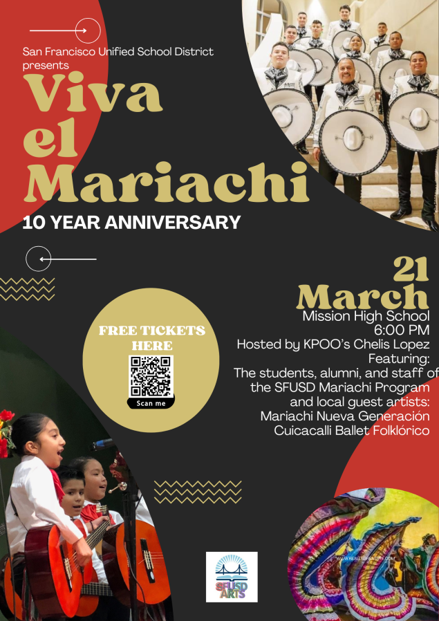 viva el mariachi poster with QR code to order tickets